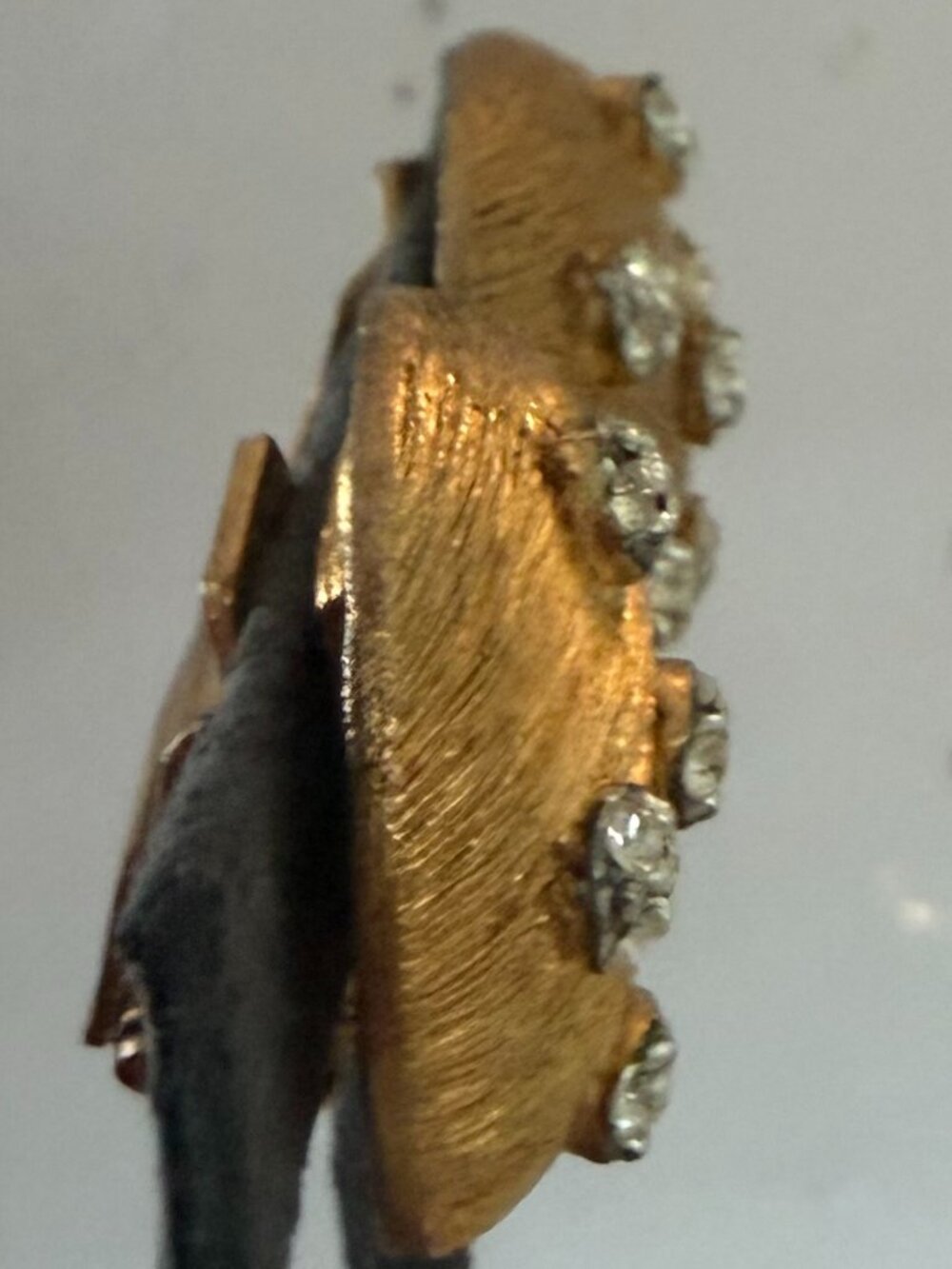 Vintage Gold Tone and Rhinestone Clip on Earrings - Picture 3 of 4